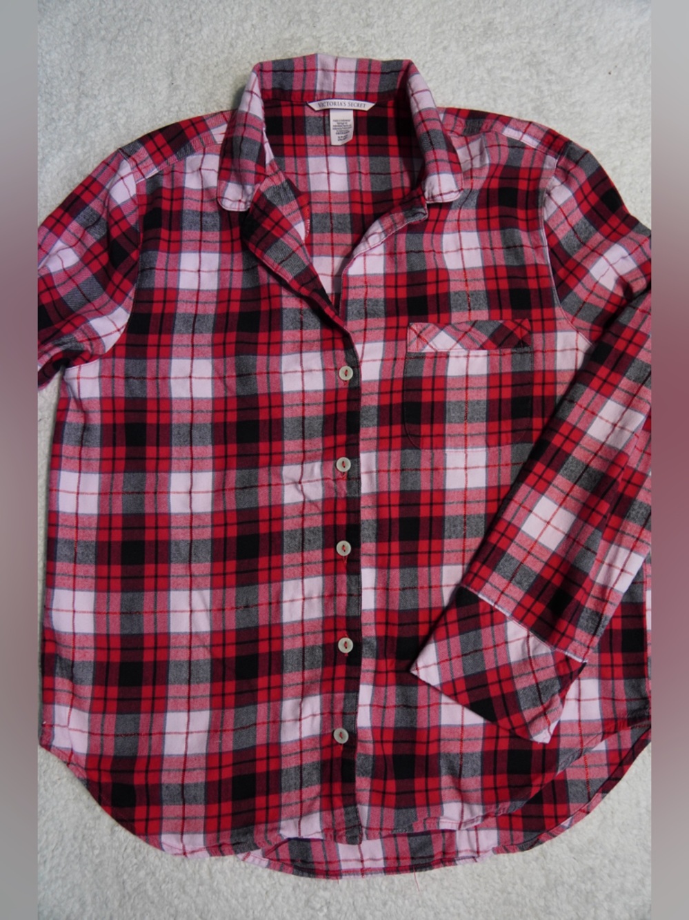 Victoria's Secret Red Pink Black Plaid Shirt